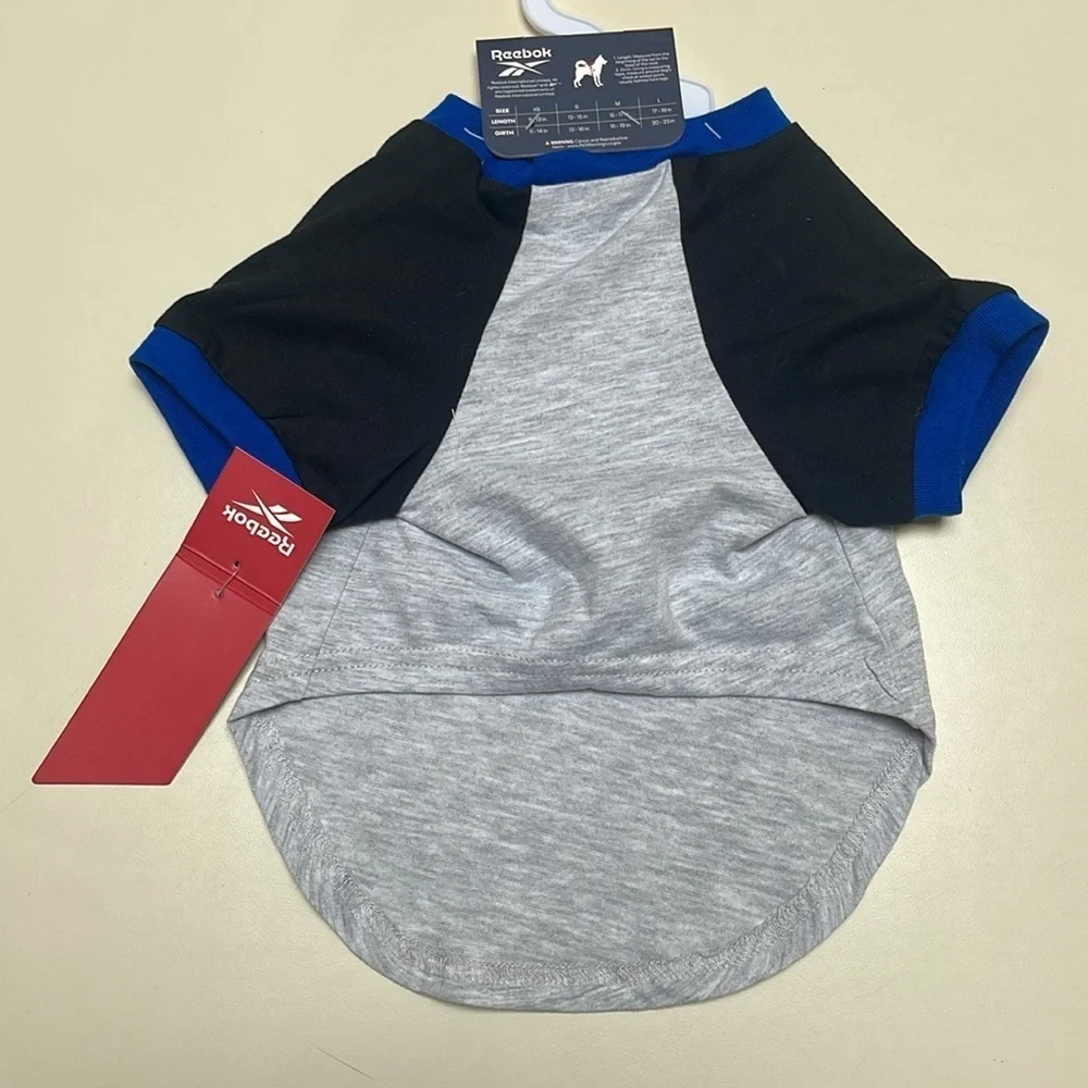 ❤️ 🆕 REEBOK DOG Gray and Black Tee with Blue Accents